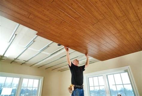 Install a wood plank ceiling extreme how to.htm - Dec 2, 2015 · Next, I attached some strips of 1/2-inch MDF around the perimeter of the room and around the plywood strips. And then I attached 12-inch-wide pieces of 1/2-inch MDF to those strips using 16-gauge finishing nails. For more detail on that step, click here. And after wood filling all of the nail holes and joints in the MDF border, and then sanding ... 
